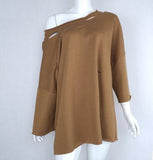 Frayed & Distressed 3/4 Long Sleeve Sweatshirt