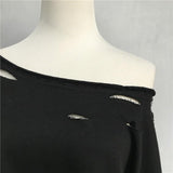 Frayed & Distressed 3/4 Long Sleeve Sweatshirt