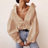 Lantern Sleeve Button Up Shirt