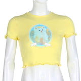 White Kitty Retro Top