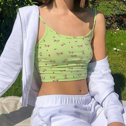 Spaghetti Strap Floral Crop Top
