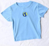 Earth Embroidered Retro Top