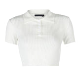 Ribbed Cropped Polo