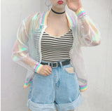 Clear Iridescent Mesh Bomber