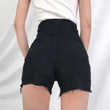 Hight Waisted Cut Denim Shorts