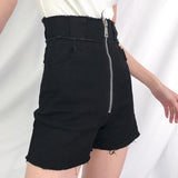Hight Waisted Cut Denim Shorts