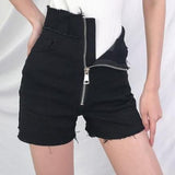 Hight Waisted Cut Denim Shorts