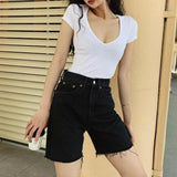 High Waist Slim Denim Shorts