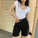 High Waist Slim Denim Shorts