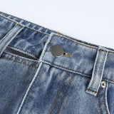 Side Cut High Waisted Denim Skirt