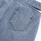 Side Cut High Waisted Denim Skirt