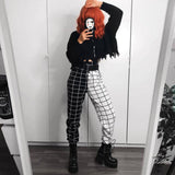 Black White Split Trousers