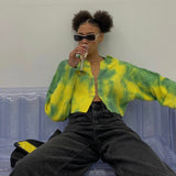 Tie Dye Safety Pin Cardigan Sweater