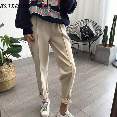 Center Pleated High Waisted Trousers