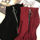 Knitted Zip Up Turtleneck Sweater