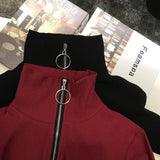 Knitted Zip Up Turtleneck Sweater
