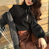 Knitted Zip Up Turtleneck Sweater