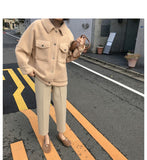 Turndown Collar Wool Button Up Jacket
