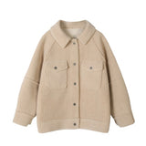 Turndown Collar Wool Button Up Jacket