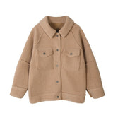 Turndown Collar Wool Button Up Jacket
