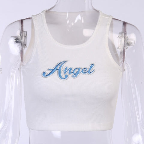 Embroidered Angel Crop Top