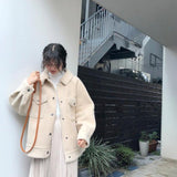 Turndown Collar Wool Button Up Jacket