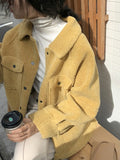 Turndown Collar Wool Button Up Jacket