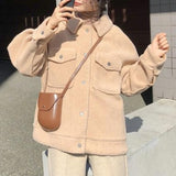 Turndown Collar Wool Button Up Jacket