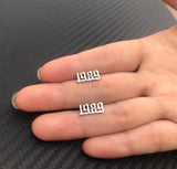 Silver Old English Year Earrings