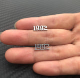 Silver Old English Year Earrings