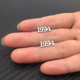 Silver Old English Year Earrings