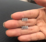 Silver Old English Year Earrings