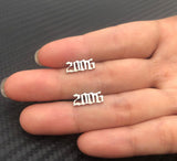 Silver Old English Year Earrings
