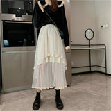 2 Layer High Waist Midi Skirt
