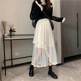 2 Layer High Waist Midi Skirt