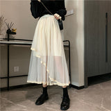2 Layer High Waist Midi Skirt