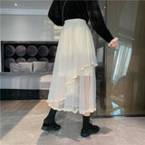 2 Layer High Waist Midi Skirt