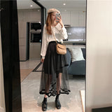 2 Layer High Waist Midi Skirt