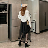 2 Layer High Waist Midi Skirt