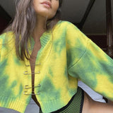 Tie Dye Safety Pin Cardigan Sweater