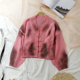 Tie Dye Safety Pin Cardigan Sweater