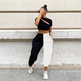 Black White Split Trousers