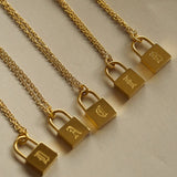 Old English Custom Engraved Lock Necklace