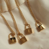 Old English Custom Engraved Lock Necklace