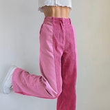Patched Corduroy High Waisted Pants