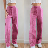 Patched Corduroy High Waisted Pants