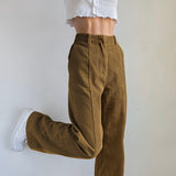 Patched Corduroy High Waisted Pants