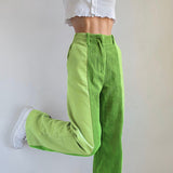 Patched Corduroy High Waisted Pants