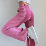 Patched Corduroy High Waisted Pants