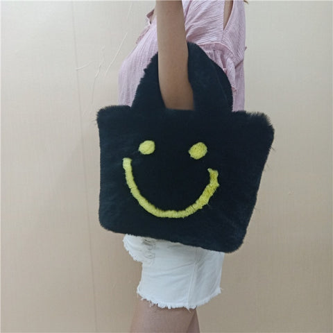 Smiley Face Vegan Fur Bag
